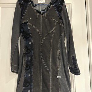 Flirty Eliza Cavaletti Black / Denim Dress